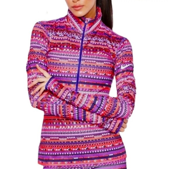 Nike Pro Dri Fit Hyperwarm 1/4 Zip Women’s Geometric Pullover Sz Xl Rn#56323 - Picture 1 of 9